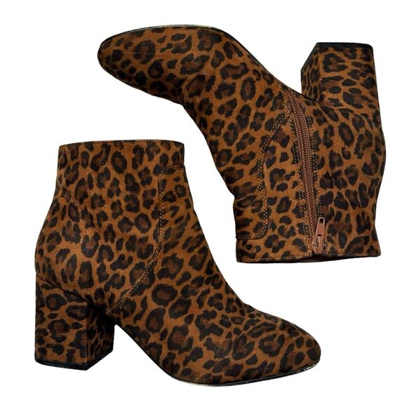 Loft Women's Brown Black Leopard/Cheetah Print Booties Size 7M - Picture 3 of 9